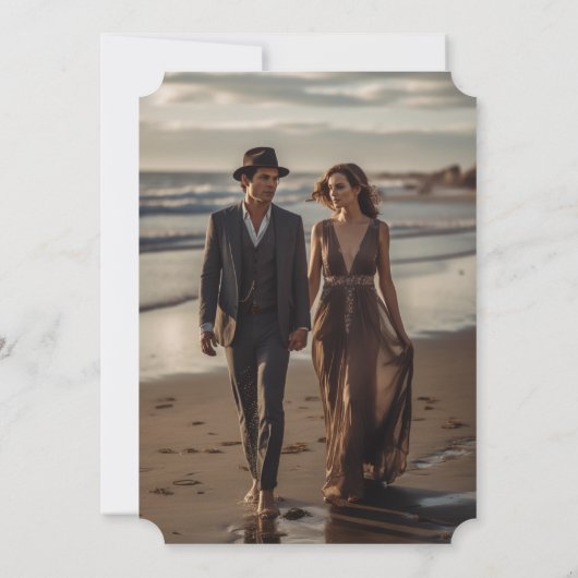 熱帯エレガントヴィンテージパーム結婚写真 セーブザデート (裏面)