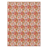 熱帯エレガント桃と白ハイビスカスの花 テーブルクロス (正面)