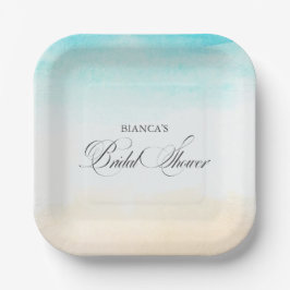 熱帯エレガント沿岸ブライダルシャワー ペーパープレート