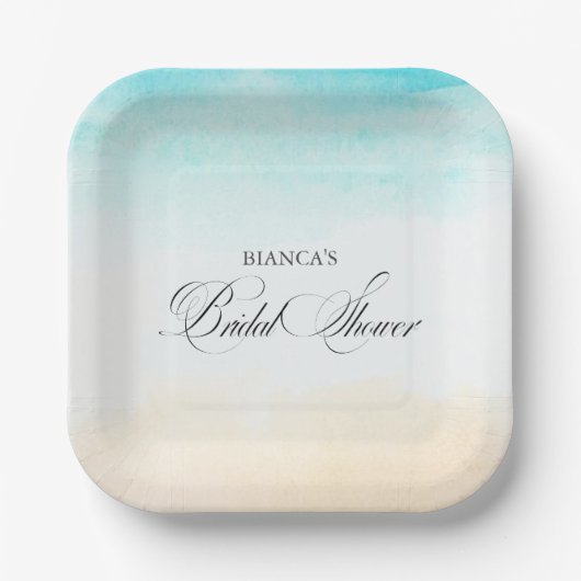 熱帯エレガント沿岸ブライダルシャワー ペーパープレート (正面)