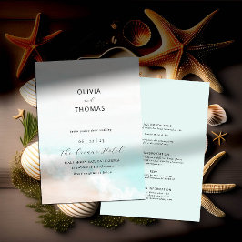 熱帯エレガント波のビーチが一つの国に結婚ある 招待状