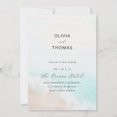 熱帯エレガント波のビーチが一つの国に結婚ある 招待状 (正面)