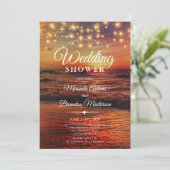 熱帯エレガント海ビーチ夏ウェディングシャワー 招待状 (スタンド正面)