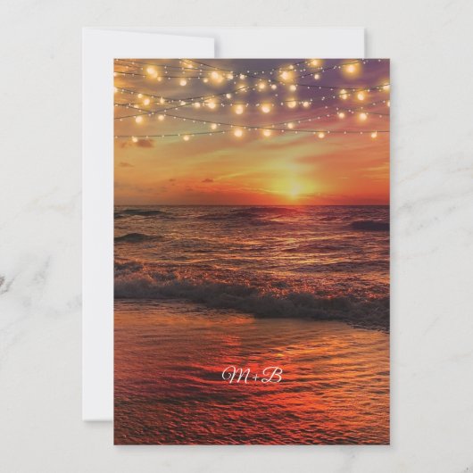 熱帯エレガント海ビーチ夏ウェディングシャワー 招待状 (裏面)