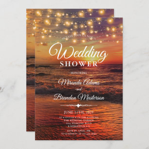 熱帯エレガント海ビーチ夏ウェディングシャワー 招待状