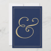 熱帯エレガント海軍の青い金ゴールドの結婚葉 招待状 (裏面)