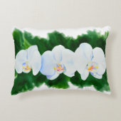 熱帯エレガント白い水の色のラン絵画ド アクセントクッション (正面)
