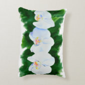 熱帯エレガント白い水の色のラン絵画ド アクセントクッション (裏面(縦))