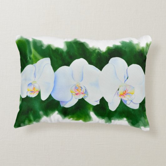 熱帯エレガント白い水の色のラン絵画ド アクセントクッション (裏面)