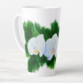 熱帯エレガント白い水の色のラン絵画ド カフェラテマグ (左アングル)