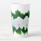 熱帯エレガント白い水の色のラン絵画ド カフェラテマグ (正面)