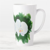 熱帯エレガント白い水の色のラン絵画ド カフェラテマグ (右)