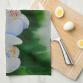 熱帯エレガント白い水の色のラン絵画ド キッチンタオル (四つ折り)