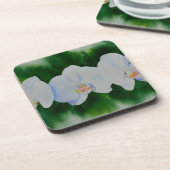 熱帯エレガント白い水の色のラン絵画ド コースター (左側)