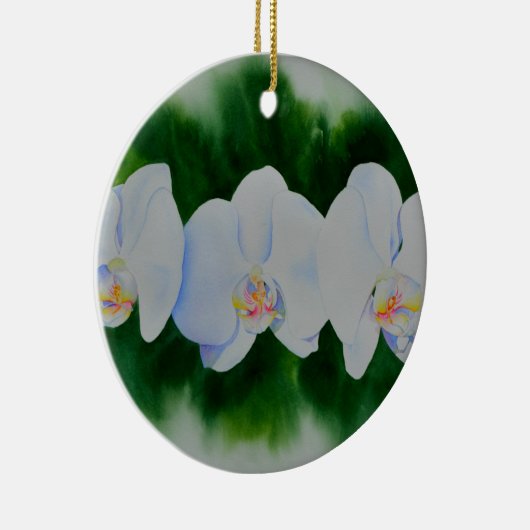 熱帯エレガント白い水の色のラン絵画ド セラミックオーナメント (右)
