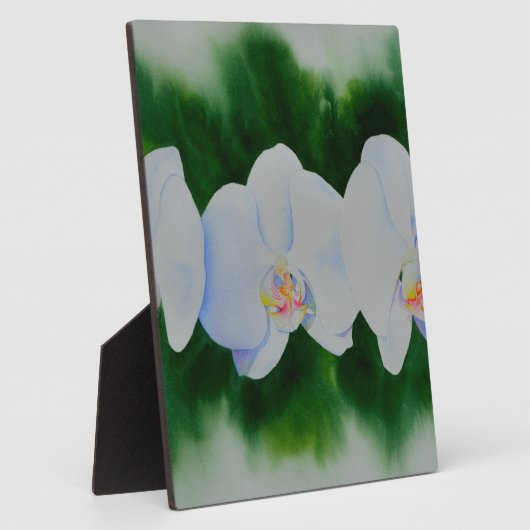 熱帯エレガント白い水の色のラン絵画ド フォトプラーク (側面)