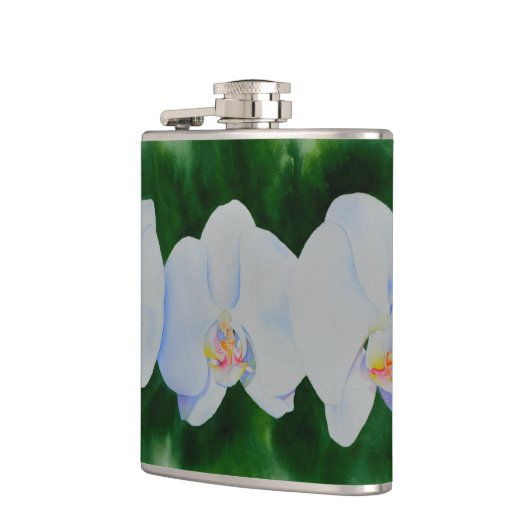 熱帯エレガント白い水の色のラン絵画ド フラスク (左)