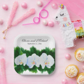 熱帯エレガント白い水の色のラン絵画ド ペーパープレート (パーティー)