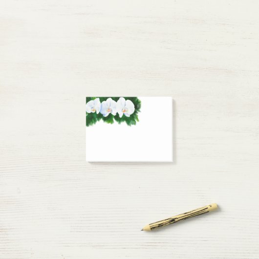 熱帯エレガント白い水の色のラン絵画ド ポストイット (デスク上)
