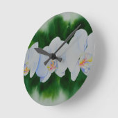 熱帯エレガント白い水の色のラン絵画ド ラウンド壁時計 (傾斜)