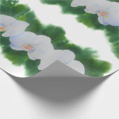 熱帯エレガント白い水の色のラン絵画ド ラッピングペーパー (角)