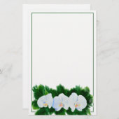 熱帯エレガント白い水の色のラン絵画ド 便箋 (正面/裏面)