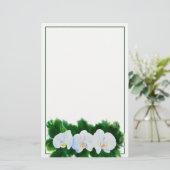 熱帯エレガント白い水の色のラン絵画ド 便箋 (スタンド正面)