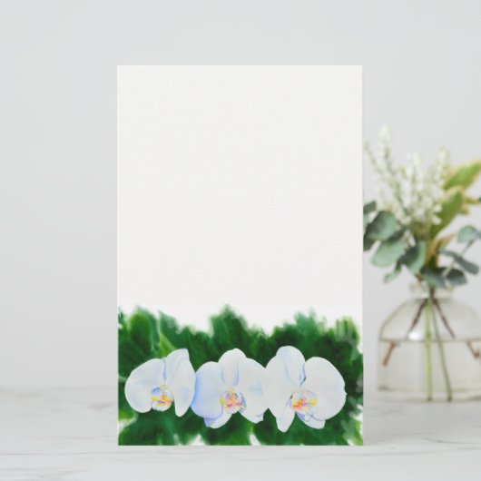 熱帯エレガント白い水の色のラン絵画ド 便箋 (スタンド正面)
