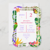 熱帯エレガント緑のヤシのフローラ2歳の誕生日 招待状 (正面)