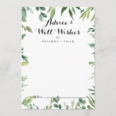 熱帯エレガント緑の結婚葉の願い アドバイスカード (正面)