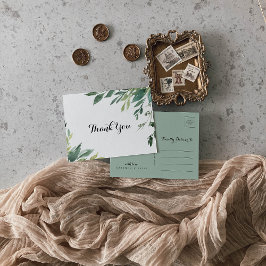 熱帯エレガント緑の葉ありがとう ポストカード