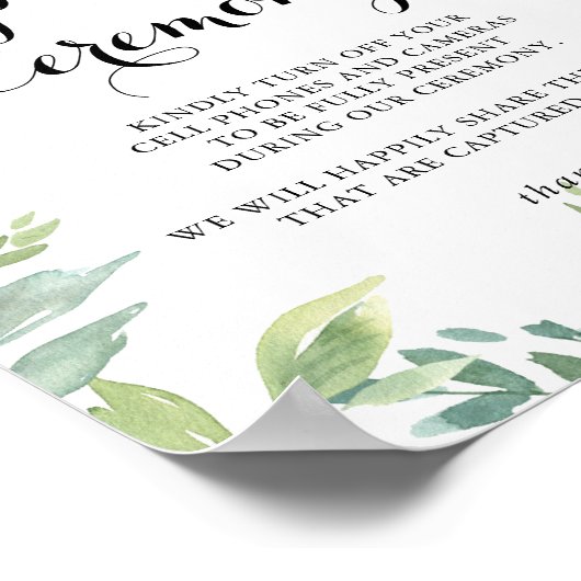 熱帯エレガント緑の非詰まり式の看板 ポスター (角)