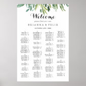 熱帯エレガント緑アルファベット座席表 ポスター (正面)