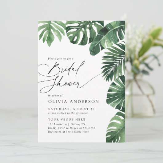 熱帯エレガント緑ブライダルシャワー 招待状 (スタンド正面)