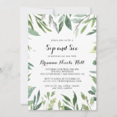 熱帯エレガント緑色書道の口と参照 招待状 (正面)