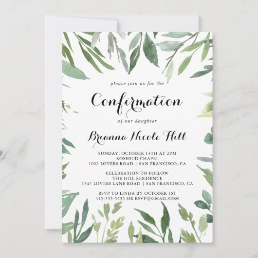 熱帯エレガント緑色株の確認 招待状 (正面)