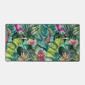 熱帯エレガント緑葉の花柄 デスクマット (正面)