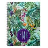 熱帯エレガント緑葉フローラ水彩 ノートブック (正面)