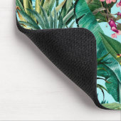 熱帯エレガント緑葉フローラ水彩 マウスパッド (コーナー)