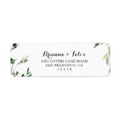 熱帯エレガント緑葉差出人住所 ラベル (正面)