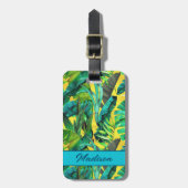 熱帯エレガント緑葉黄模様 ラゲッジタグ (正面縦)