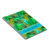 熱帯エレガント緑葉黄青模様 ノートブック (右側)