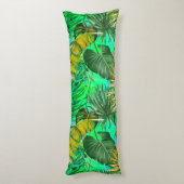 熱帯エレガント緑葉黄青模様 ボディピロー (裏面 (縦))