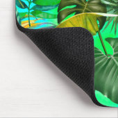 熱帯エレガント緑葉黄青模様 マウスパッド (コーナー)
