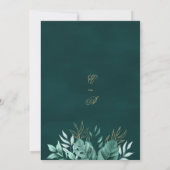 熱帯エレガント緑金ゴールドグリッター結婚フローラ 招待状 (裏面)