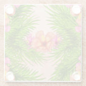 熱帯エレガント花ピンクフローラグ離れリーン ガラスコースター (裏面)