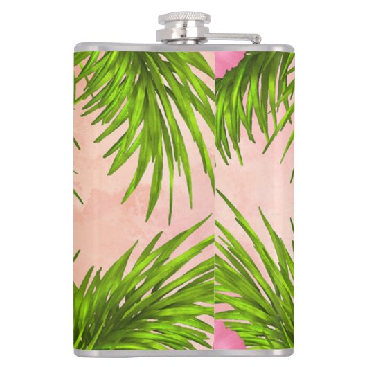 熱帯エレガント花ピンクフローラグ離れリーン フラスク (裏面)