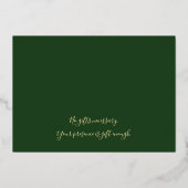 熱帯エレガント葉婚約パーティ金ゴールド 箔招待状 (裏面)