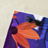 熱帯エレガント葉紫オレンジモノグラム ビーチタオル (インサイチュ)