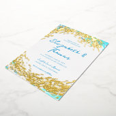 熱帯エレガント金ゴールドサーファー波ビーチ結婚式 箔招待状 (回転した状態)